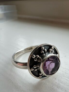 Sterling Silver Ring with amethyst 925 Gemstone ring size 6
